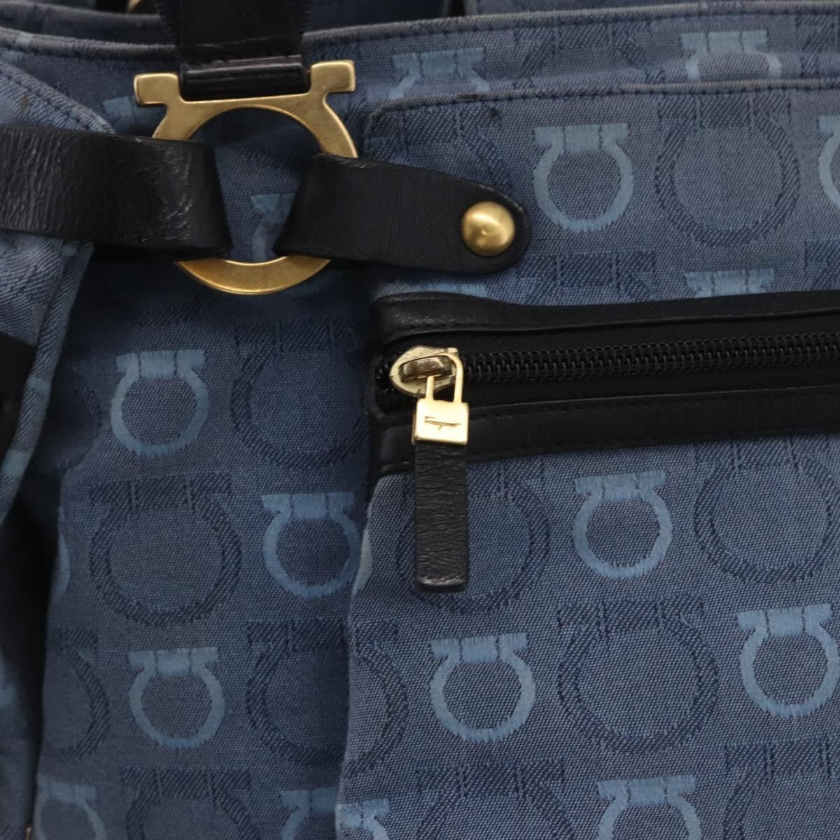 Salvatore Ferragamo Gancini Canvas Navy Canvas Crossbody Bag Bag (Pre-Owned)