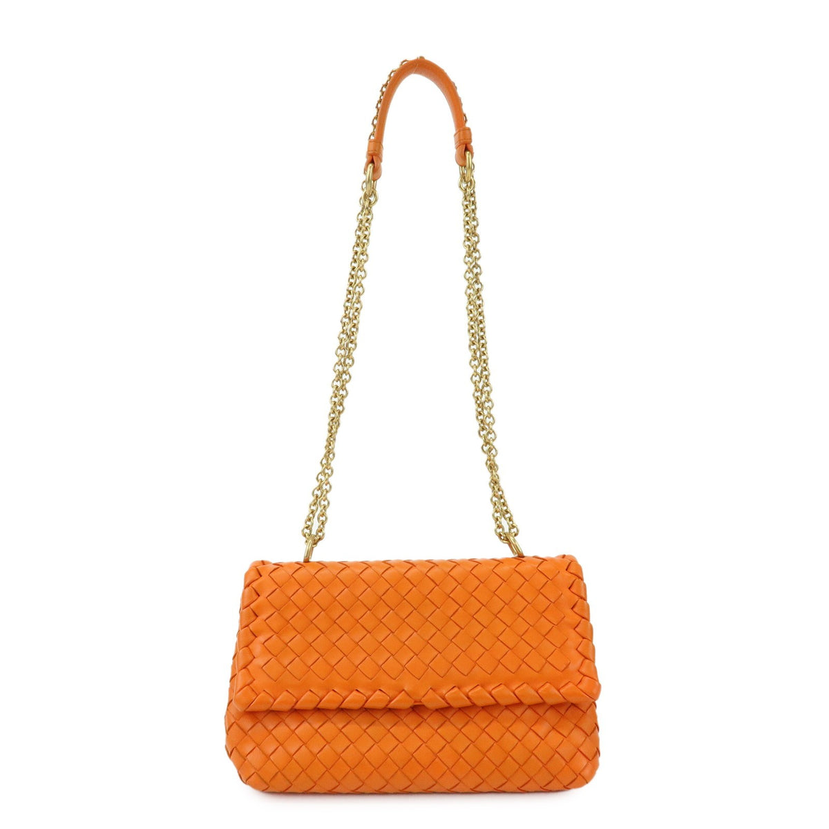 Bottega Veneta Olimpia Intrecciato Nappa Orange Leather Crossbody Bag Bag (Pre-Owned)