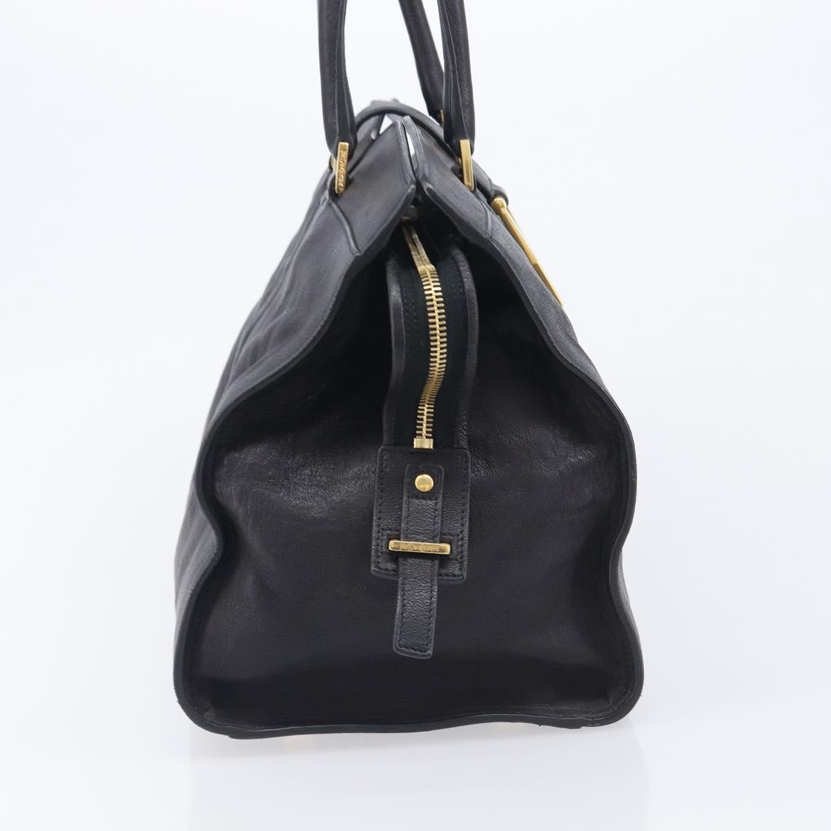 Saint Laurent Classic Y Cabas Leather Black Leather Tote Bag Bag (Pre-Owned)