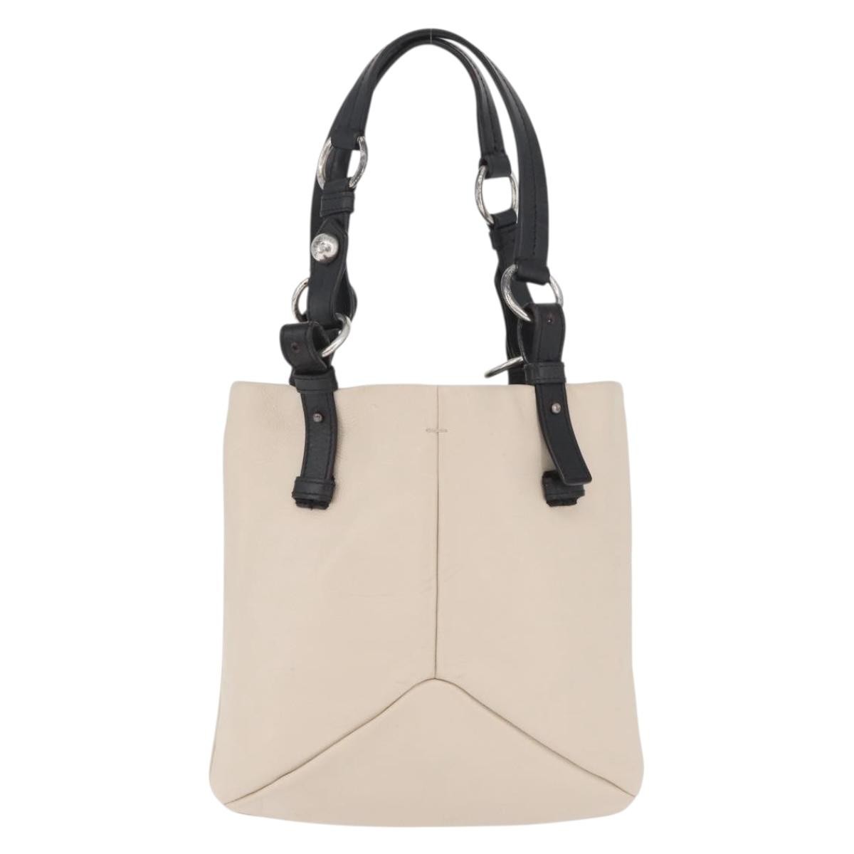 Saint Laurent Vintage Handbag Leather Beige Leather Handbag (Pre-Owned)