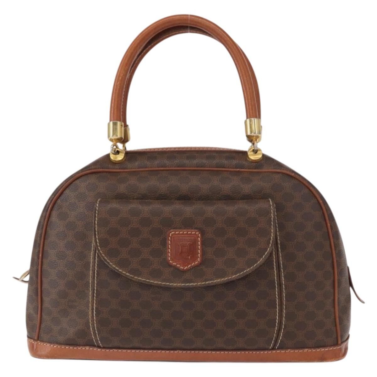 Celine Vintage Macadam Canvas And Leather Brown Canvas Handbag (Pre-Owned)