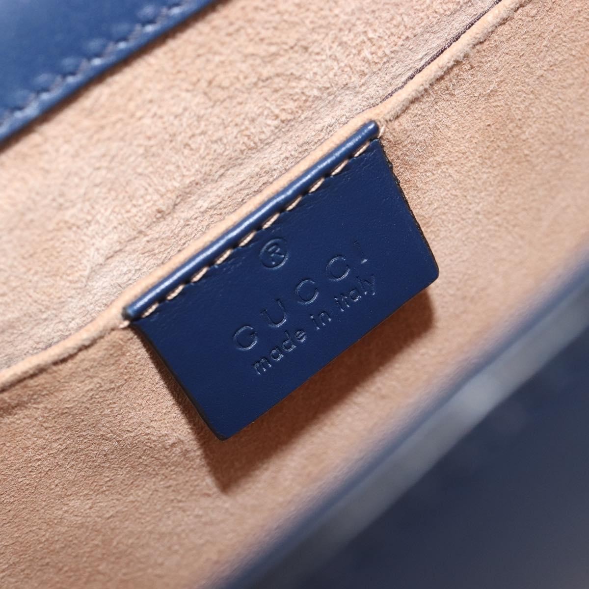 Gucci Sylvie Top Handle Leather Navy Leather Handbag (Pre-Owned)
