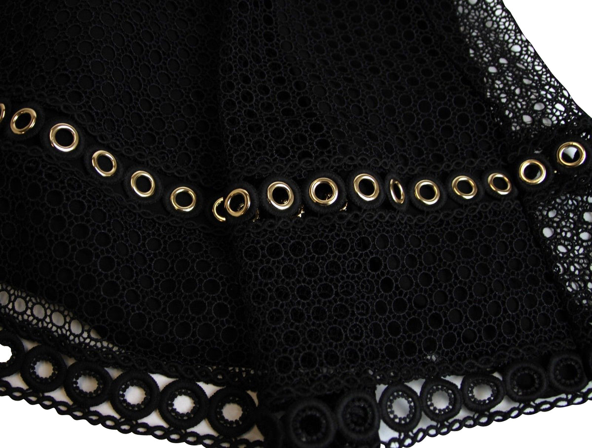 Maje Women's Fit / Flare Black Polyester Lace Eyelet Trim Dress (3)