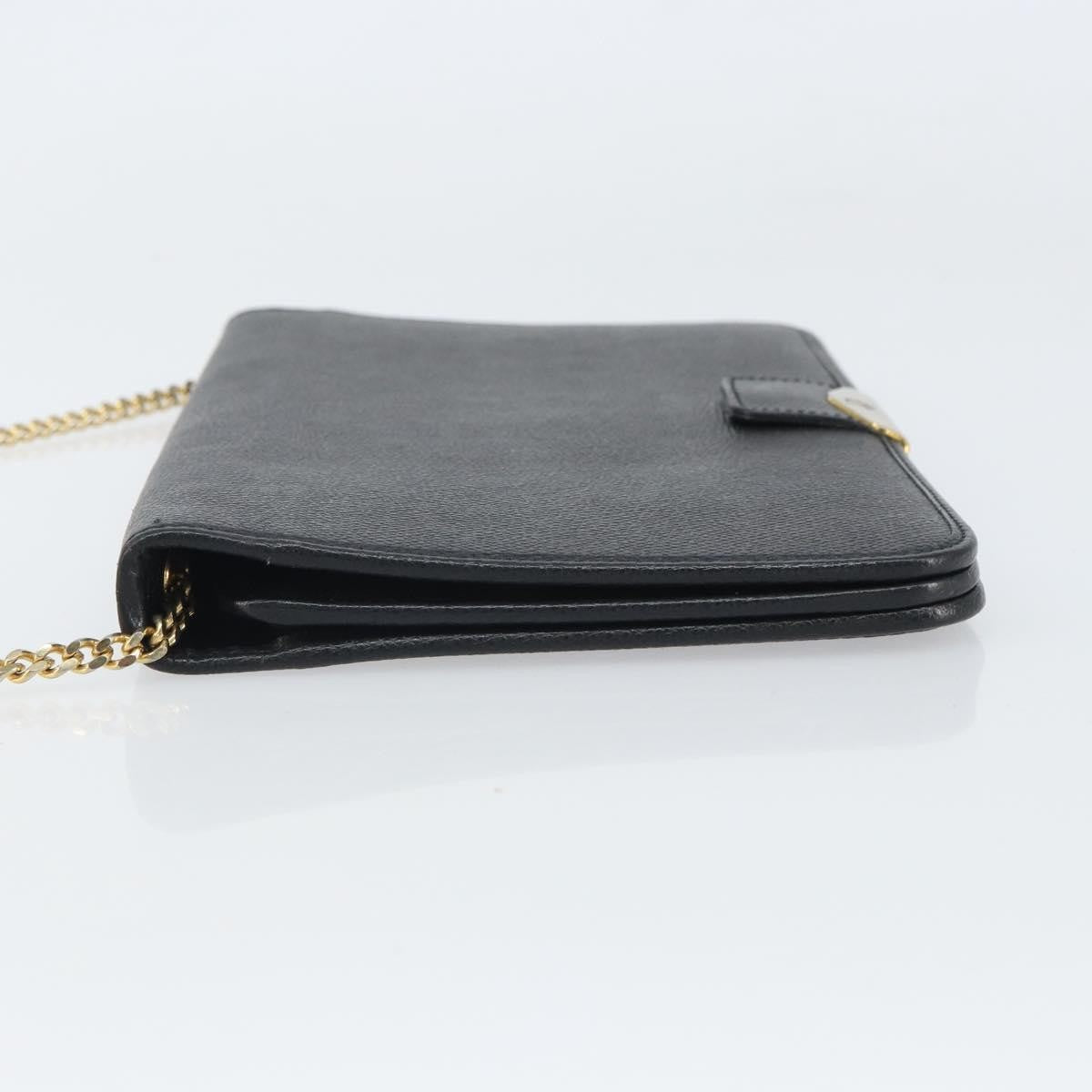 Christian Dior Vintage Chain Flap Leather Black Leather Shoulder Bag Bag (Pre-Owned)