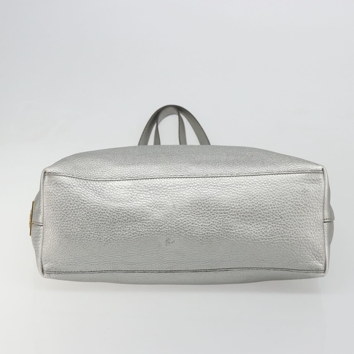 Prada Vintage Tote Leather Silver Leather Tote Bag Bag (Pre-Owned)