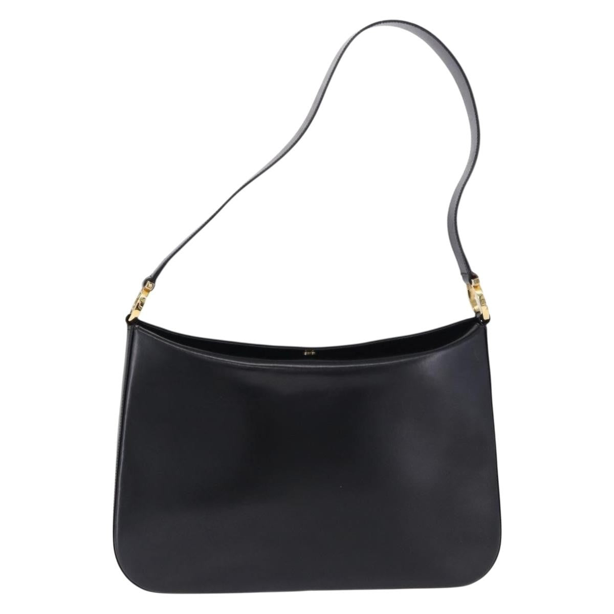 Salvatore Ferragamo Gancini Leather Black Leather Shoulder Bag Bag (Pre-Owned)