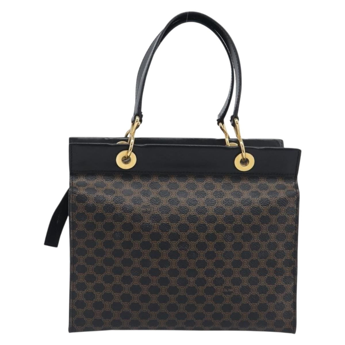 Celine Vintage Macadam Canvas Black Pvc Tote Bag Bag (Pre-Owned)
