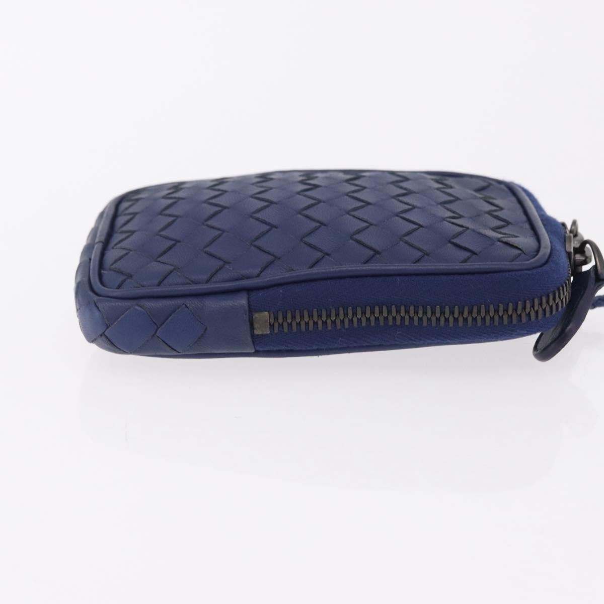 Bottega Veneta Zip Around Intrecciato Nappa Navy Leather Handbag (Pre-Owned)