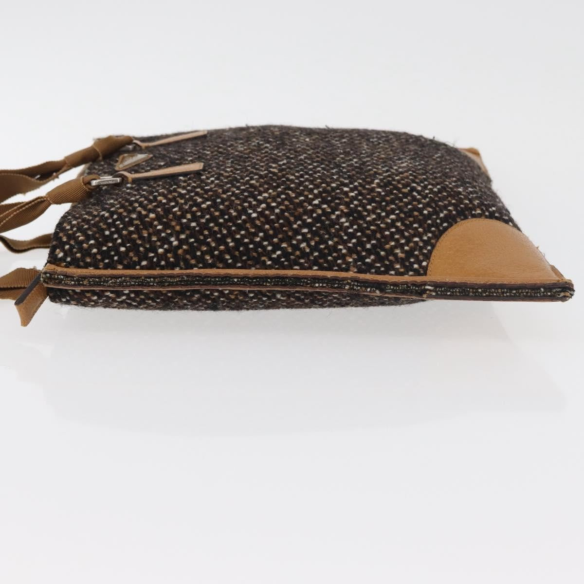 Prada Convertible Open Tweed Brown Canvas Tote Bag Bag (Pre-Owned)