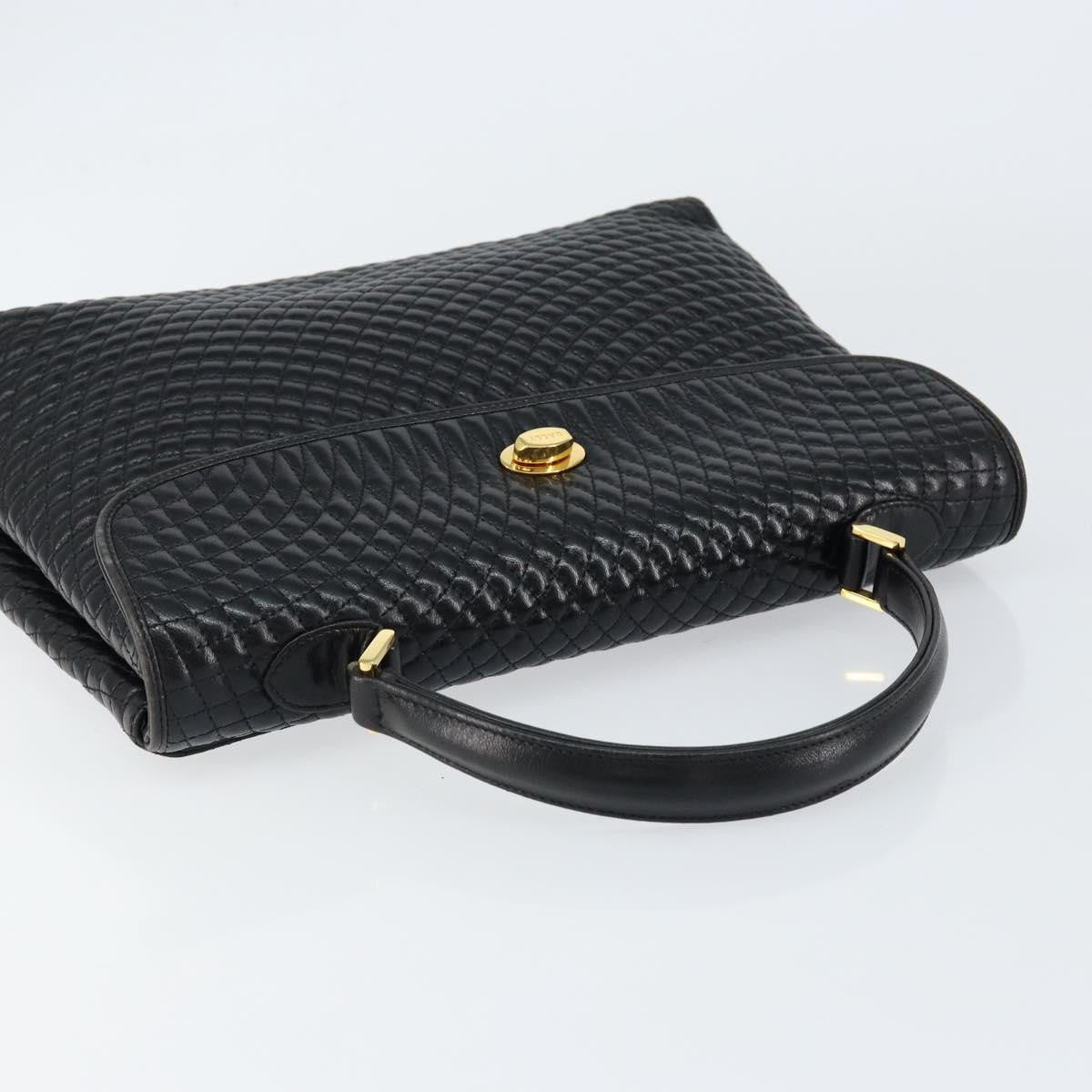 Bally Vintage Quilted Leather Black Leather Handbag (Pre-Owned)