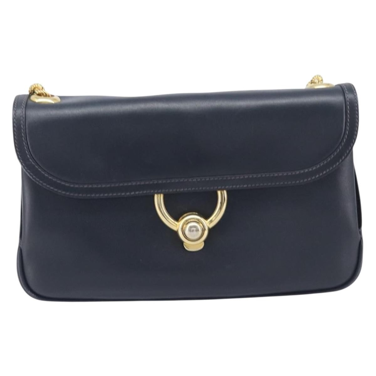 Gucci Shoulder Leather Navy Leather Shoulder Bag Bag (Pre-Owned)