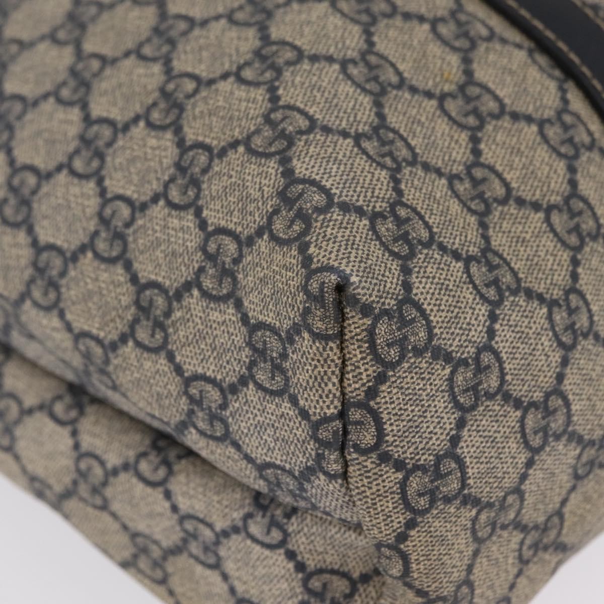 Gucci Open Tote Gg Canvas And Leather Navy Canvas Handbag (Pre-Owned)