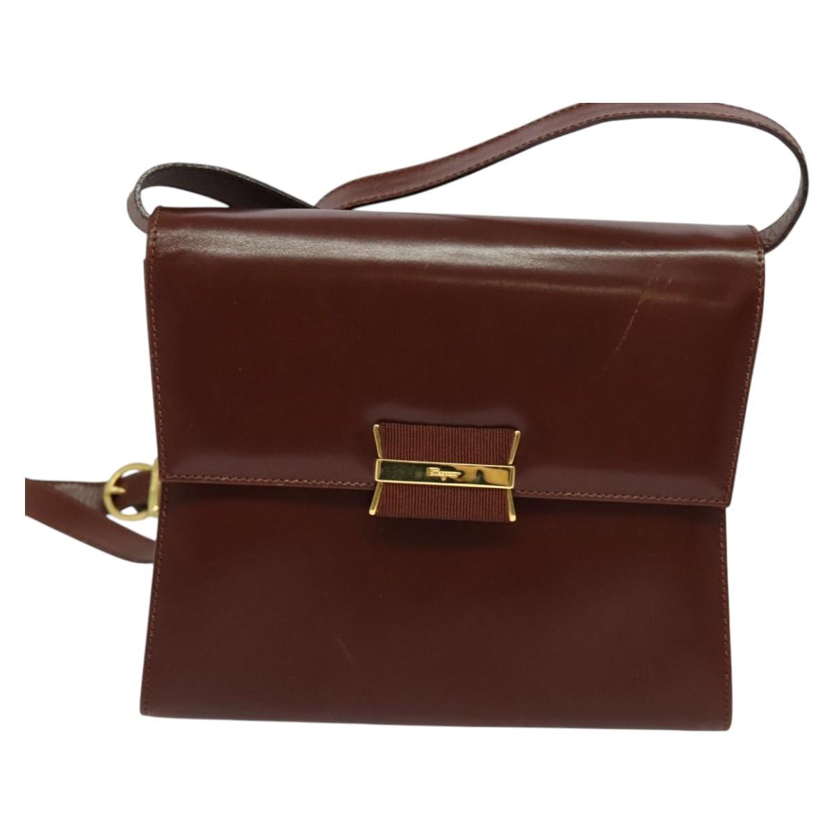 Salvatore Ferragamo Vintage Leather Brown Leather Shoulder Bag Bag (Pre-Owned)