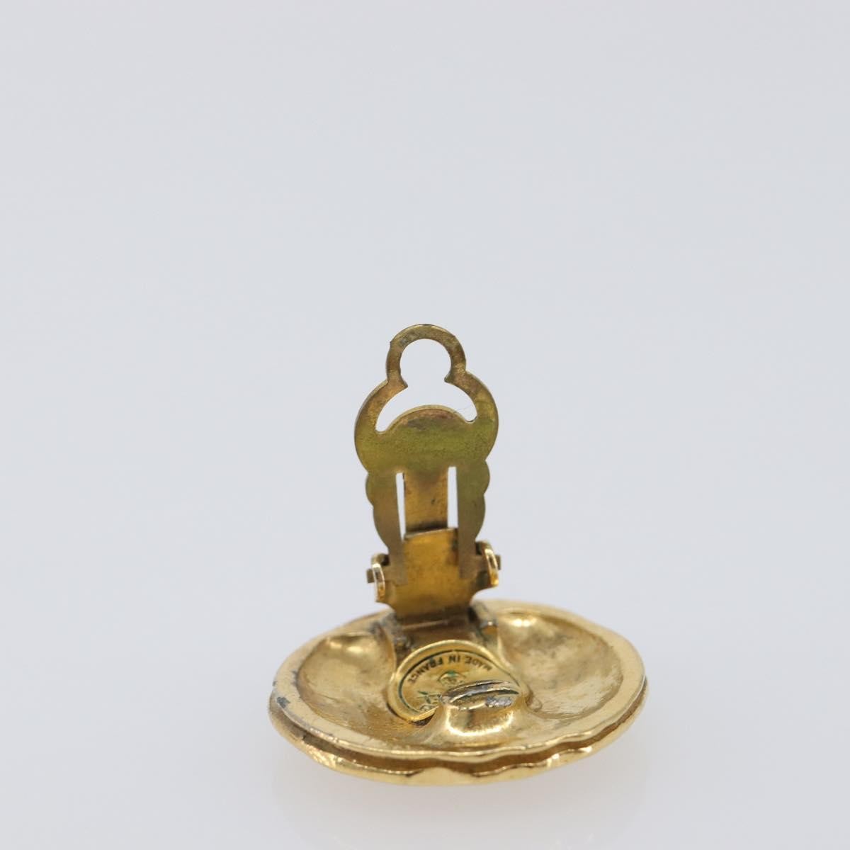 Chanel Vintage Cc Round Clip-On Metal Gold Metal Earrings Jewelry (Pre-Owned)