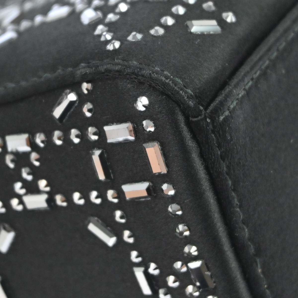 Christian Dior Lady Dior Black Satin And Bead Embroidery Black Satin Handbag (Pre-Owned)