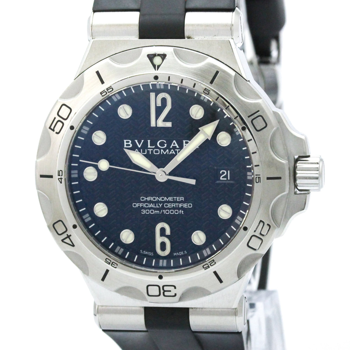 Bvlgari Diagono Automatic Stainless Steel And Rubber Watch (Pre-Owned)