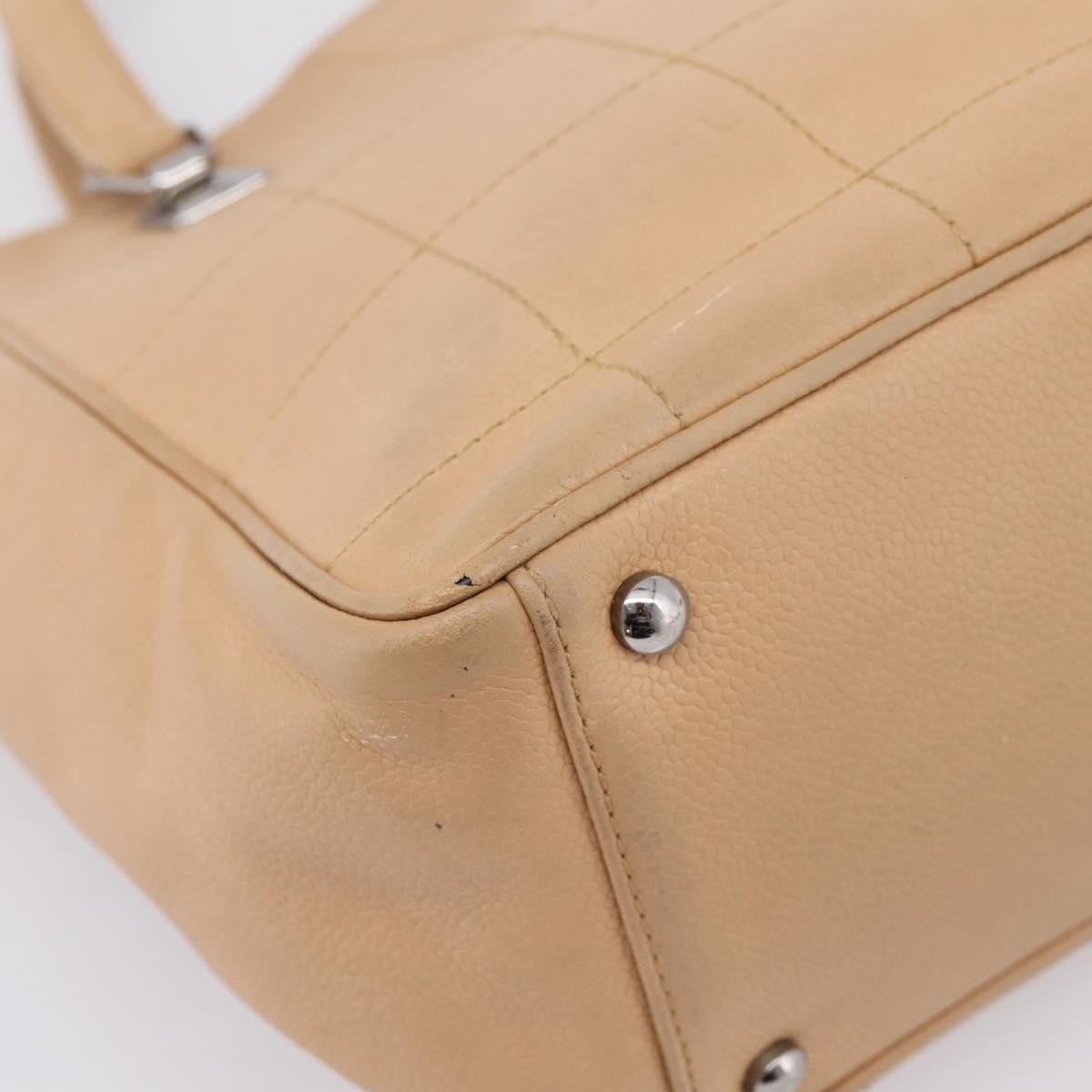 Chanel Chocolate Bar Coco Mark Leather Beige Leather Tote Bag Bag (Pre-Owned)