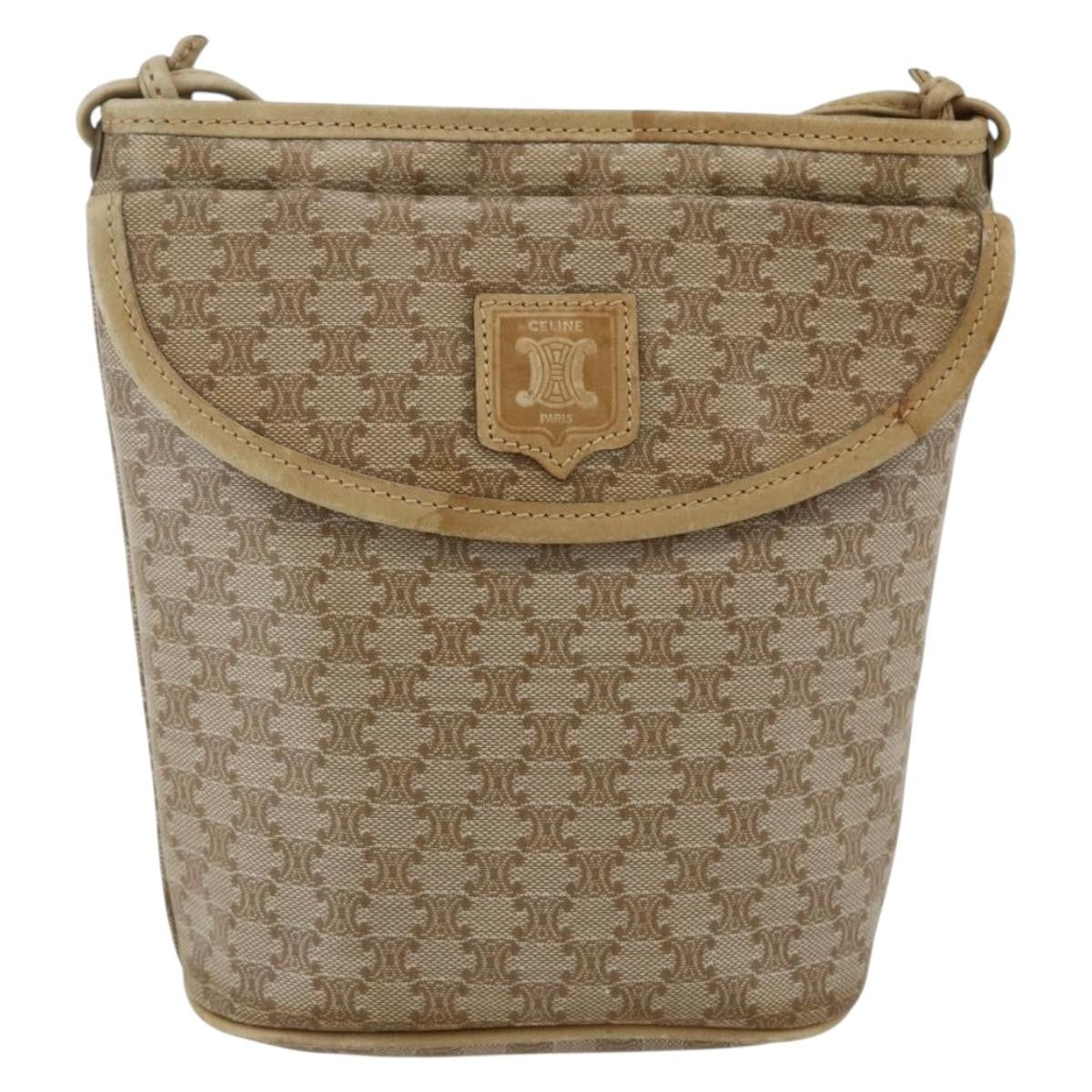 Celine Vintage Macadam Canvas Beige Canvas Shoulder Bag Bag (Pre-Owned)