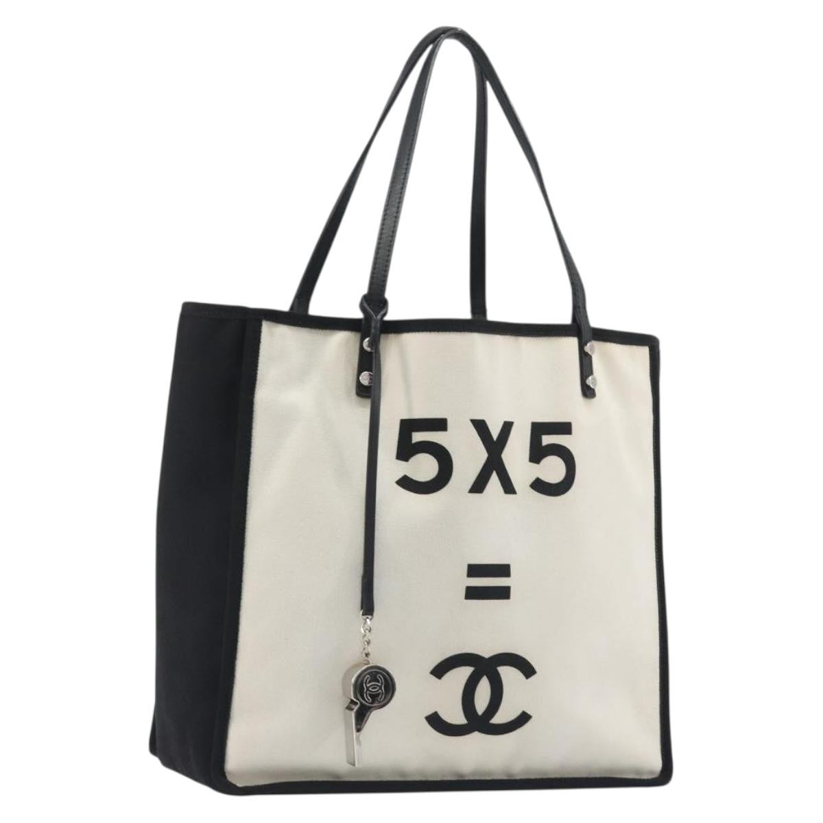 Chanel Let's Demonstrate Canvas Beige Canvas Tote Bag Bag (Pre-Owned)
