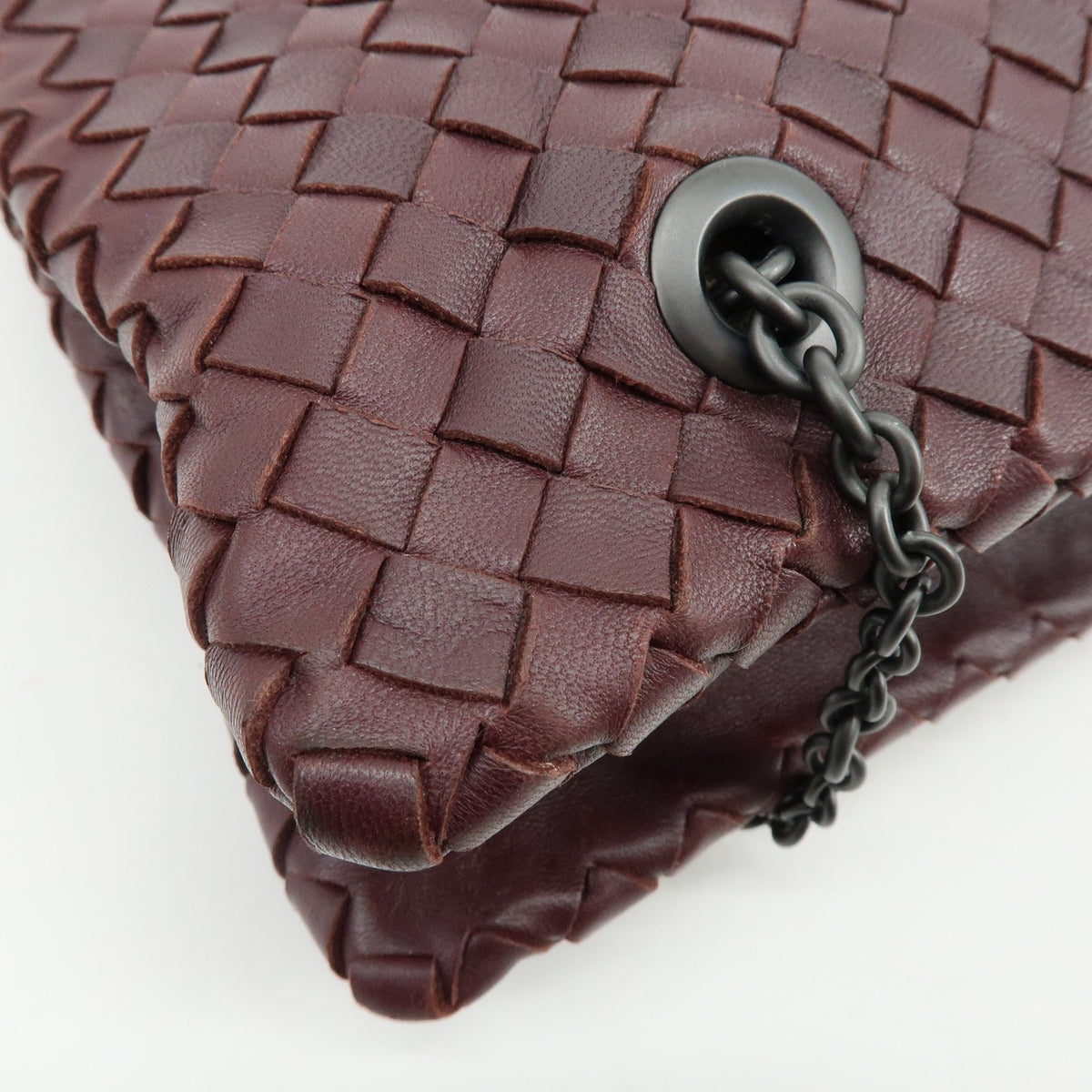 Bottega Veneta Double Chain Intrecciato Nappa Burgundy Leather Tote Bag Bag (Pre-Owned)