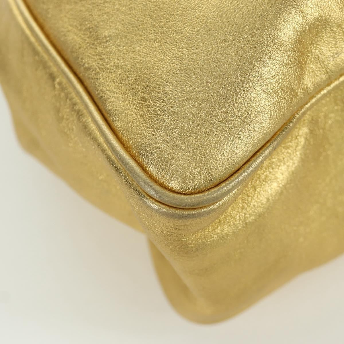 Bottega Veneta Backpack Leather With Intrecciato Gold Leather Backpack Bag (Pre-Owned)