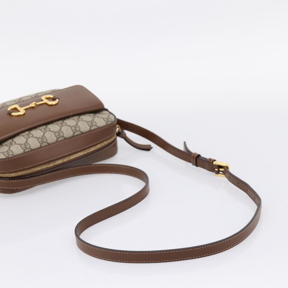 Gucci Horsebit 1955 Flap Pocket Camera Gg Coated Canvas And Leather Beige Canvas Shoulder Bag Bag (Pre-Owned)