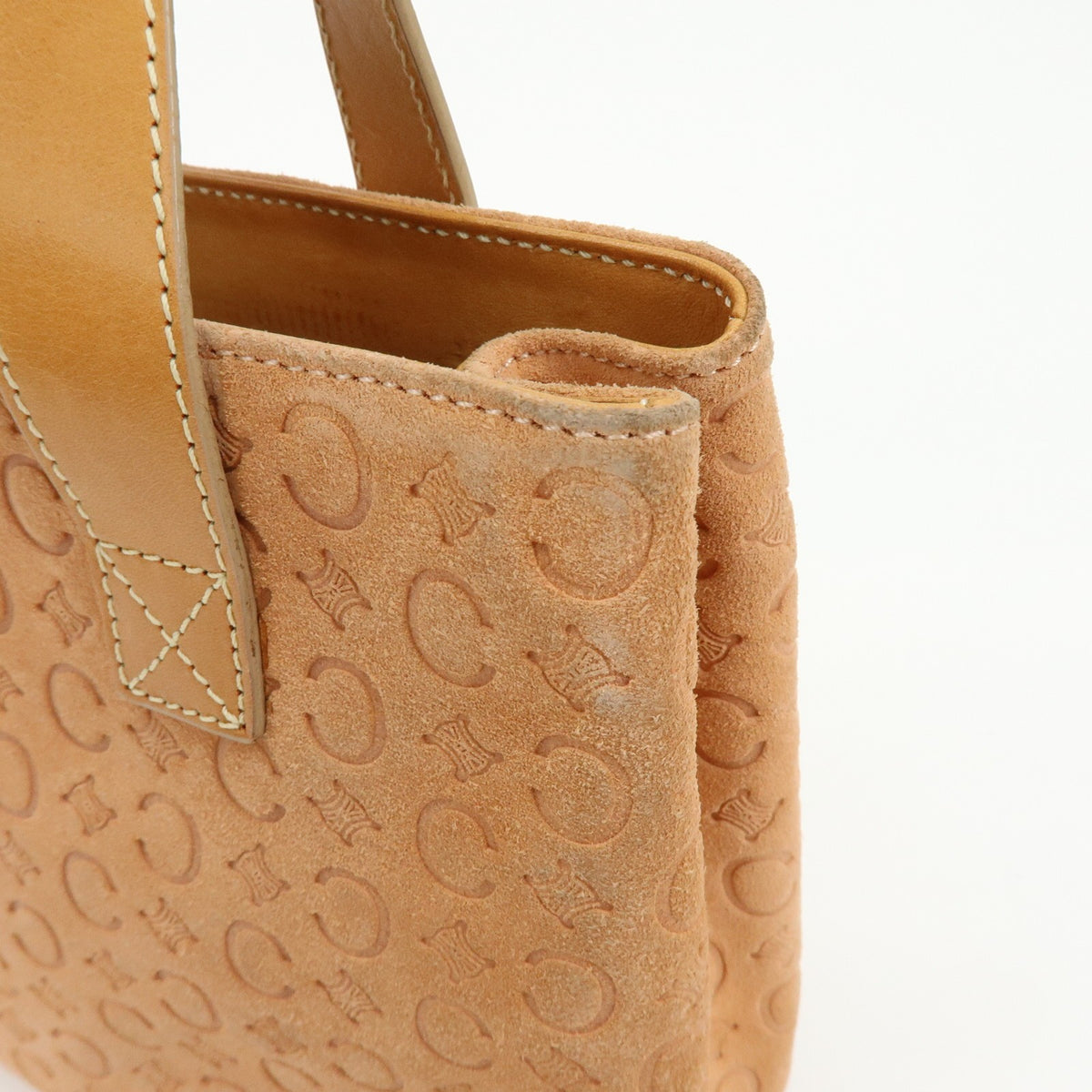 Celine C Macadam Suede Beige Suede Handbag (Pre-Owned)