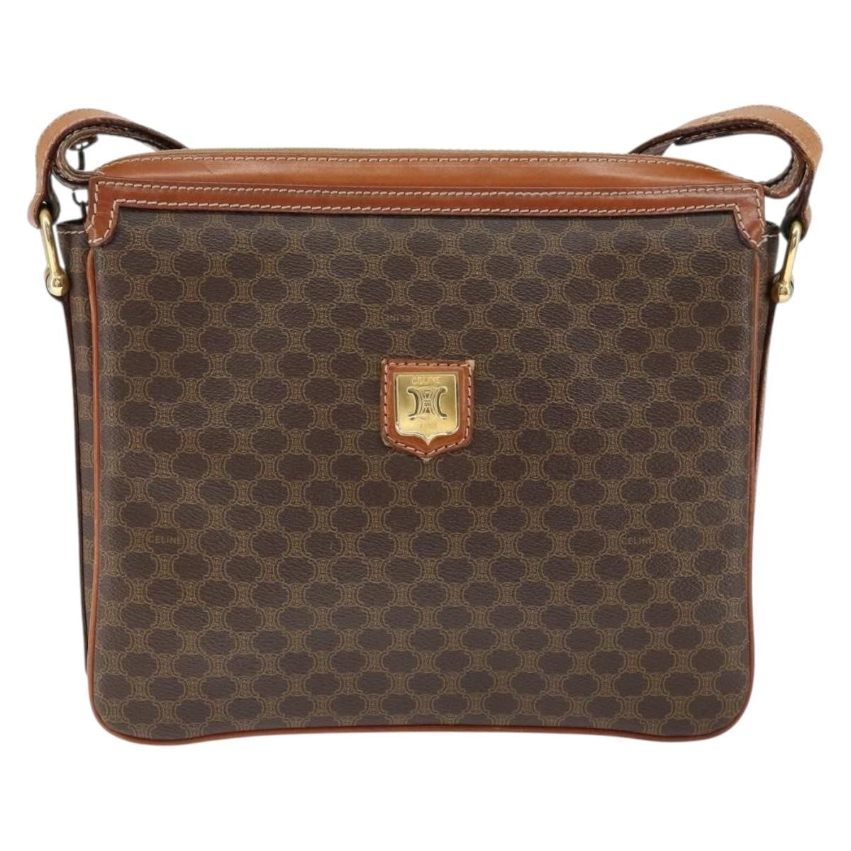 Celine Macadam Shoulder Pvc Leather Brown Canvas Shoulder Bag Bag (Pre-Owned)