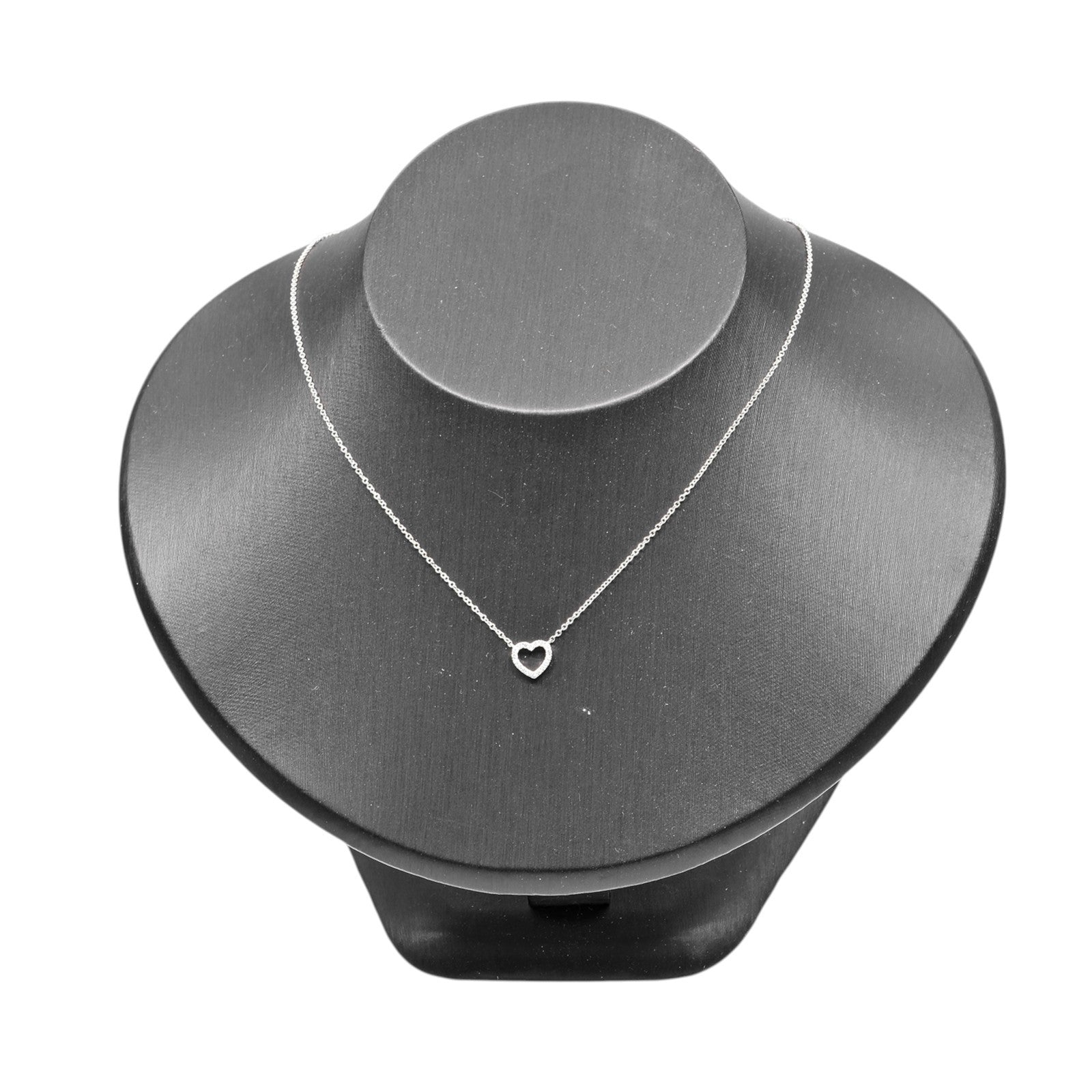 Tiffany & Co. Metro Heart Pendant 18K White Gold And Diamonds Silver White_Gold Necklace Jewelry (Pre-Owned)