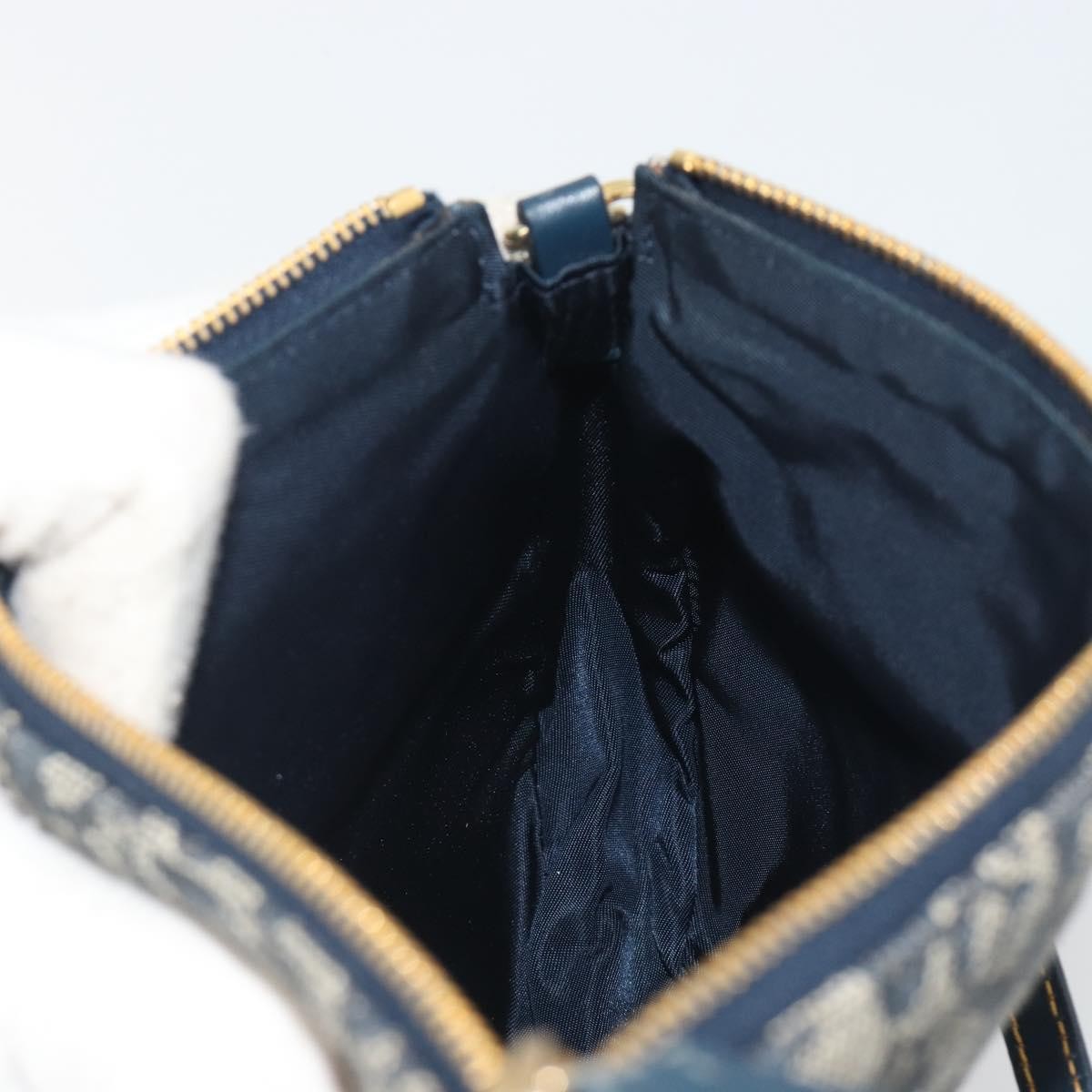 Christian Dior Vintage Saddle Bag Canvas Navy Canvas Clutche & Pouche Bag (Pre-Owned)
