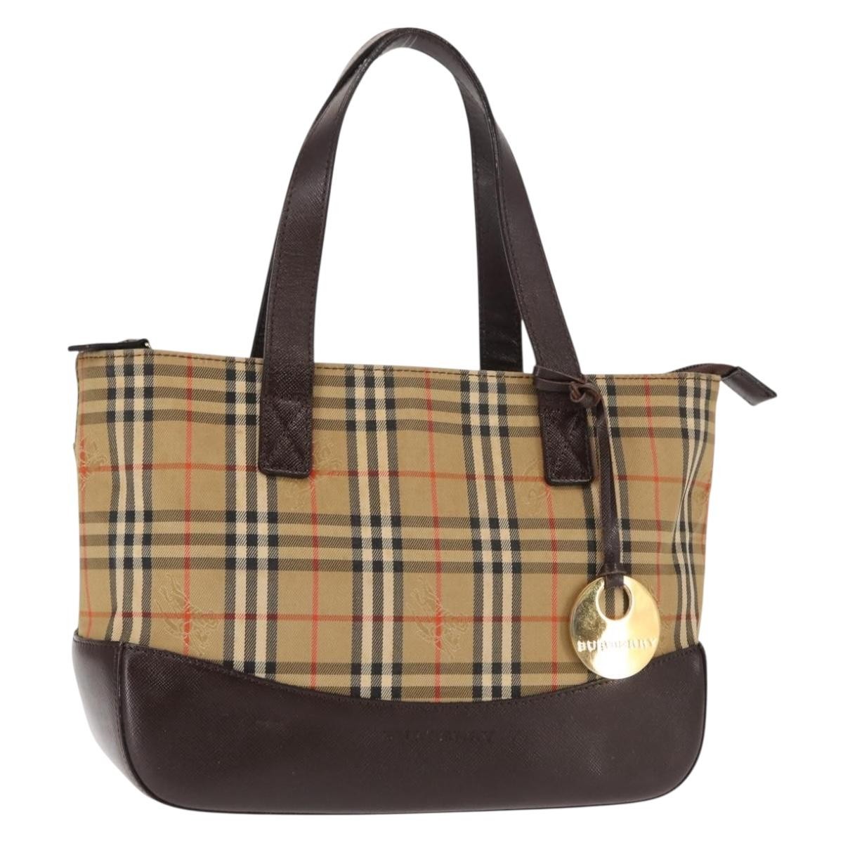 Burberry Nova Check Tote Canvas And Leather Beige Canvas Handbag (Pre-Owned)