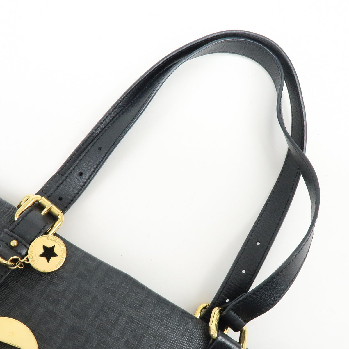 Fendi Superstar Zucchino Coated Canvas Black Canvas Tote Bag Bag (Pre-Owned)
