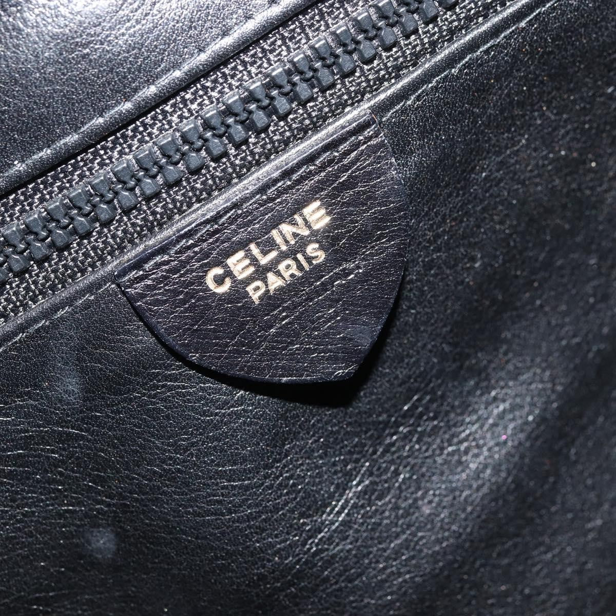 Celine Circle Logo Leather Black Leather Shoulder Bag Bag (Pre-Owned)