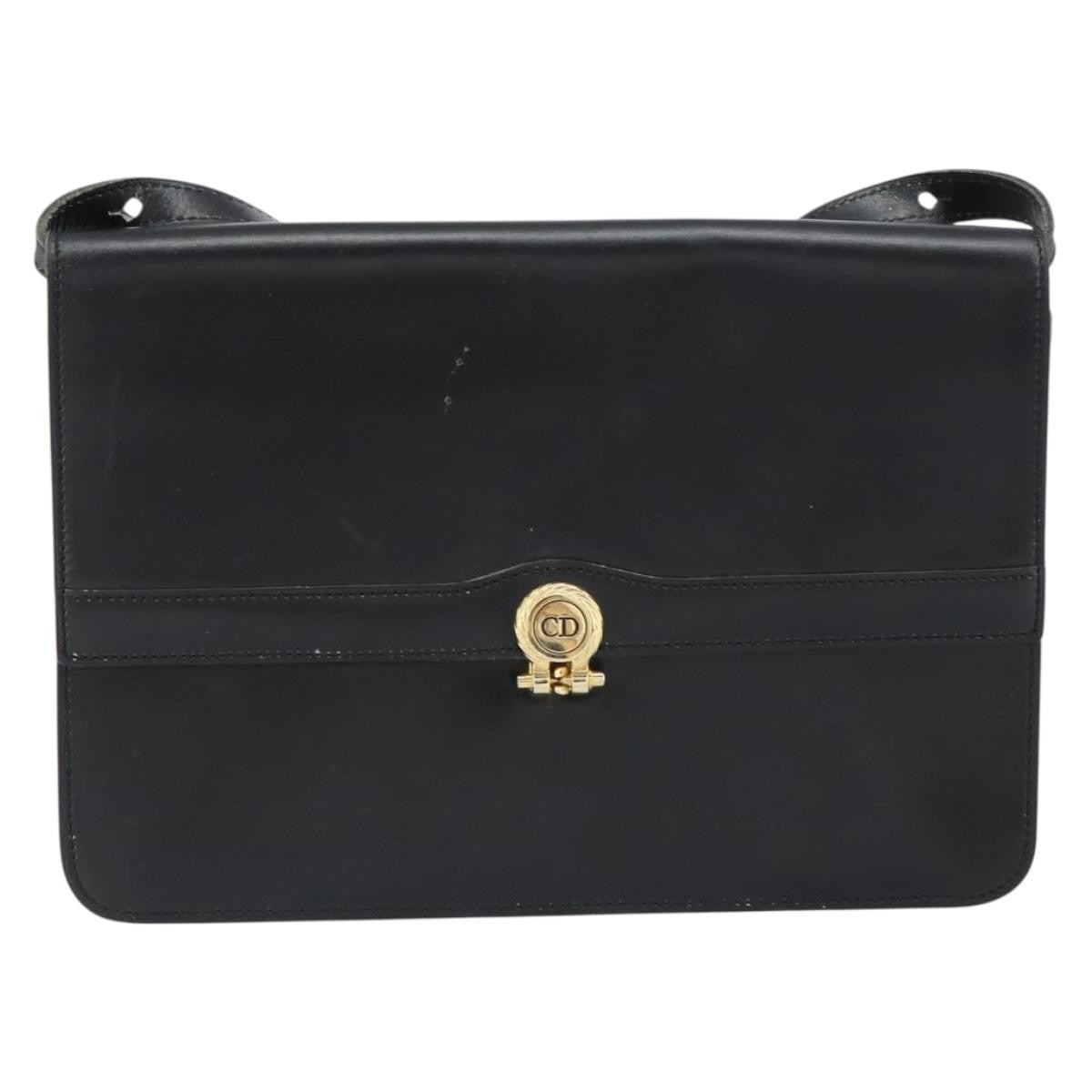 Christian Dior Vintage Leather Black Leather Shoulder Bag Bag (Pre-Owned)