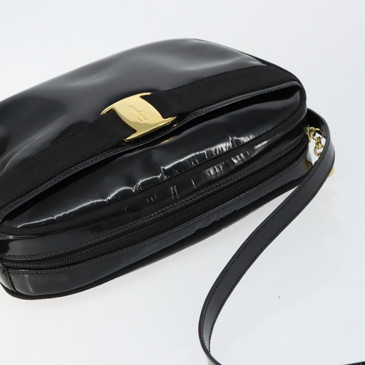 Salvatore Ferragamo Vala Patent Leather Black Patent_Leather Shoulder Bag Bag (Pre-Owned)