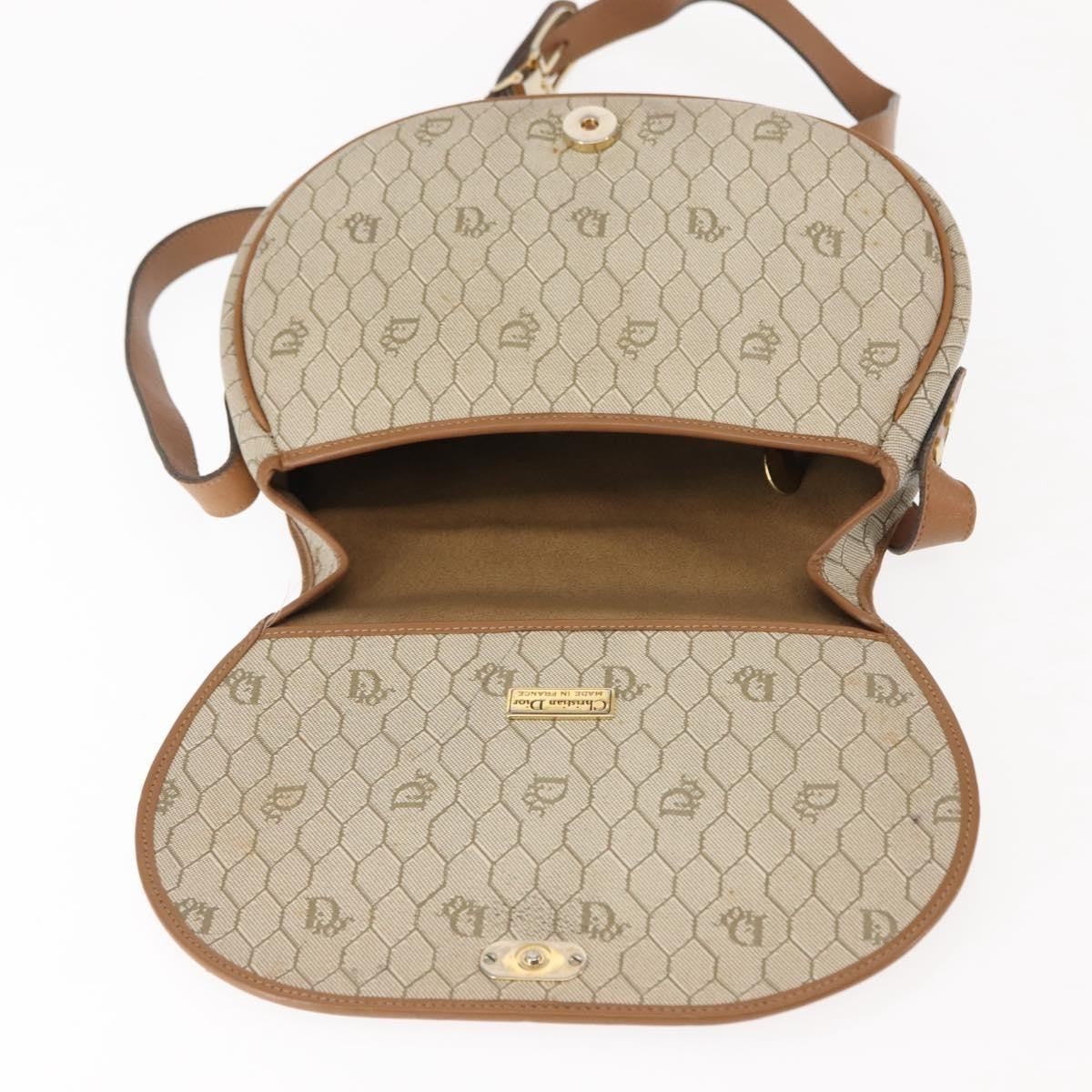 Christian Dior Vintage Honeycomb Flap Coated Canvas Beige Canvas Bag (Pre-Owned)