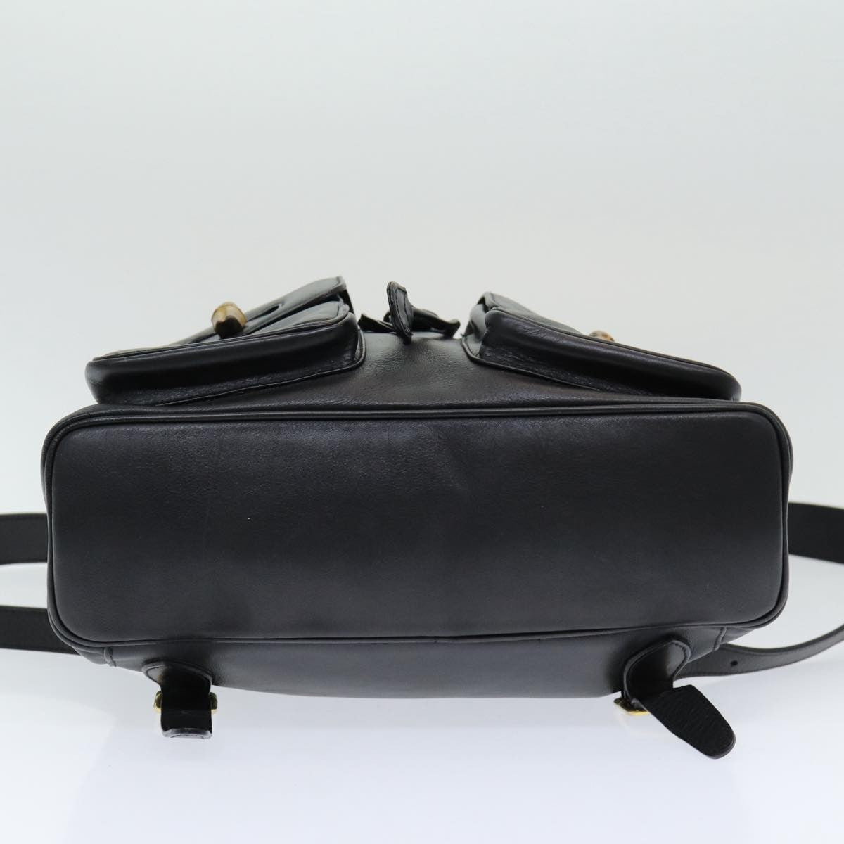 Gucci Vintage Bamboo Leather Black Leather Backpack Bag (Pre-Owned)