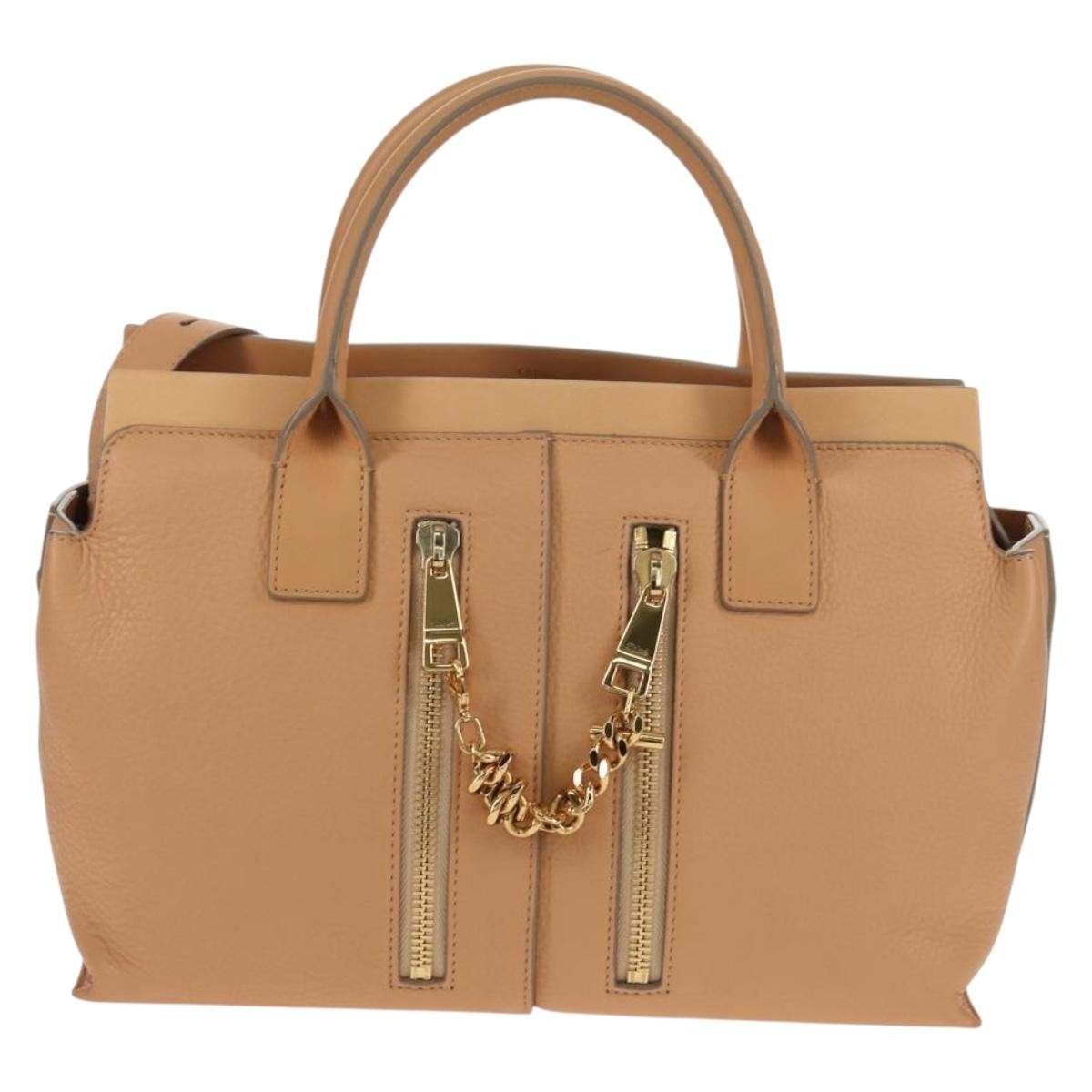 Chloe Cate Satchel Leather Beige Leather Tote Bag Bag (Pre-Owned)