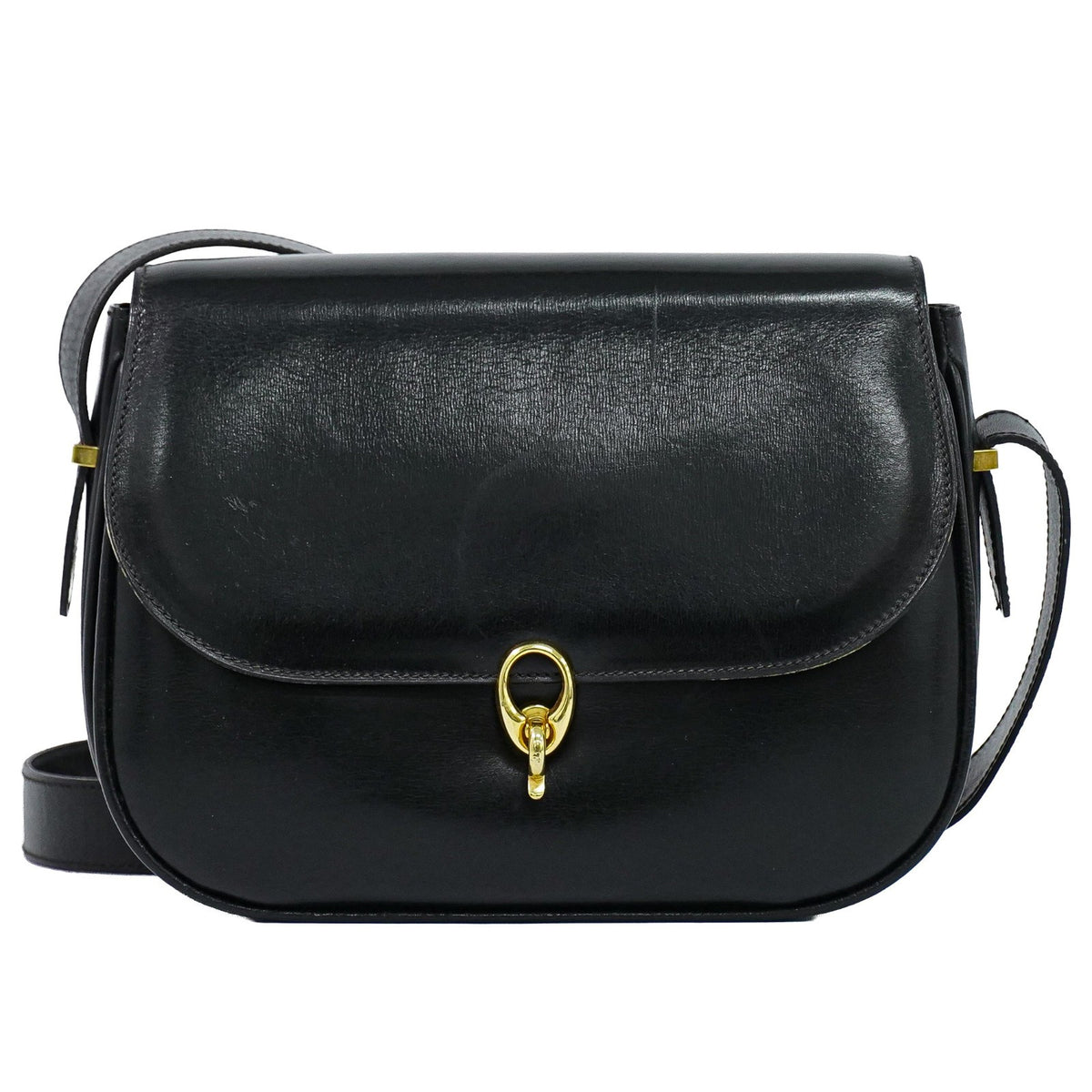 Celine Shoulder Leather Black Leather Shoulder Bag Bag (Pre-Owned)