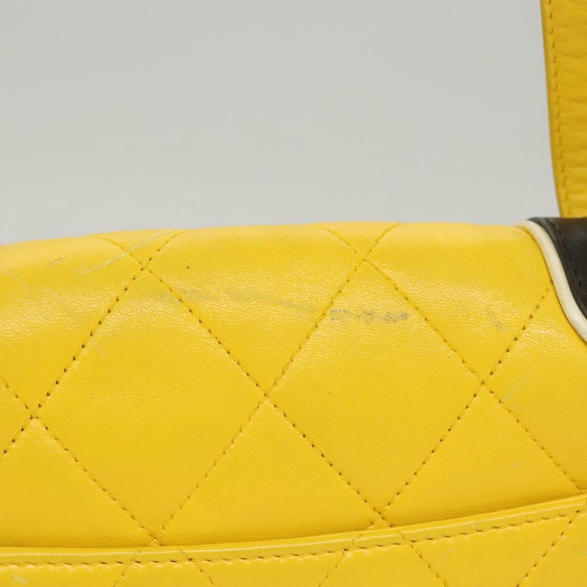 Chanel Two Tone Mademoiselle Lock Flap Quilted Lambskin Yellow Leather Shoulder Bag Bag (Pre-Owned)