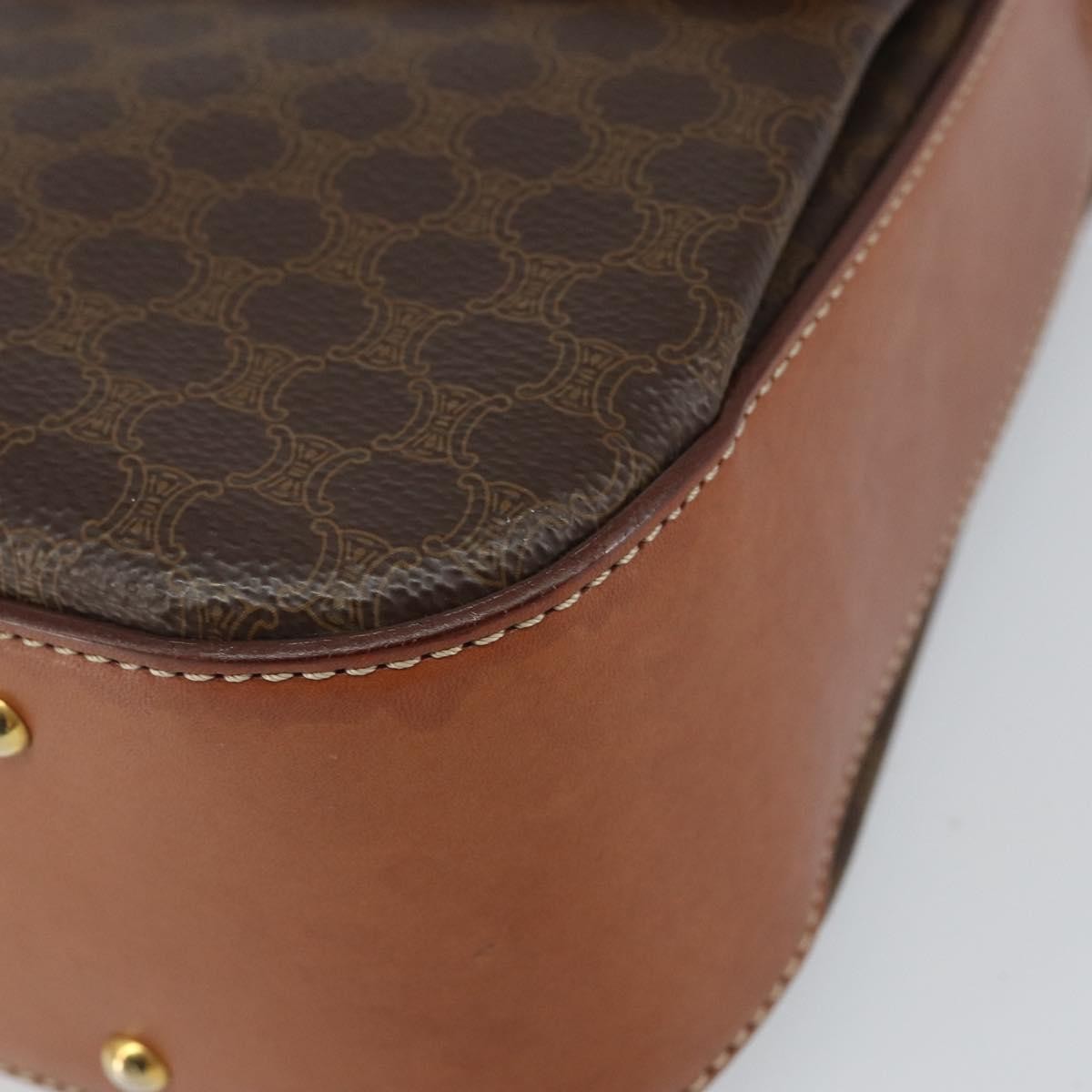 Celine Vintage Convertible Top Handle Macadam Coated Canvas Brown Pvc Handbag (Pre-Owned)