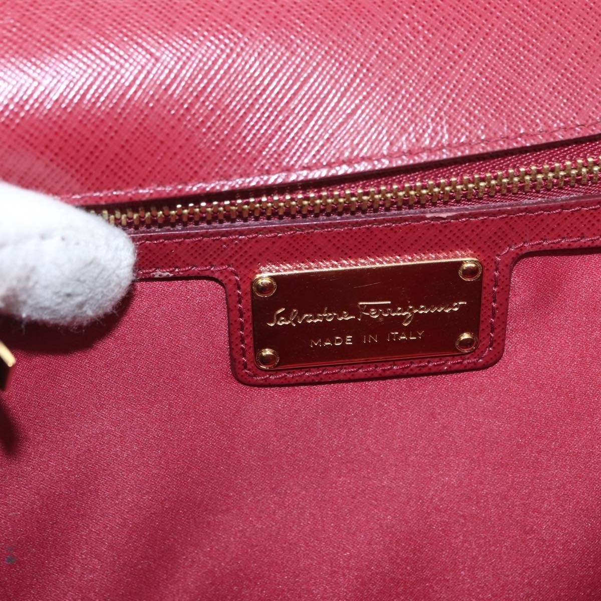 Salvatore Ferragamo Vala Chain Leather Burgundy Leather Shoulder Bag Bag (Pre-Owned)