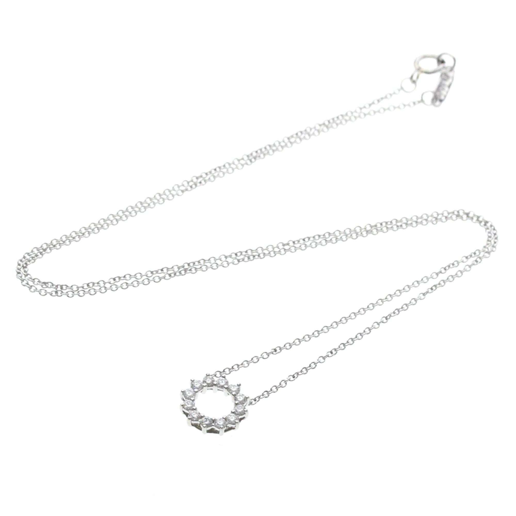 Tiffany & Co. Open Circle Pendant Platinum With Diamonds Silver Platinum Necklace Jewelry (Pre-Owned)