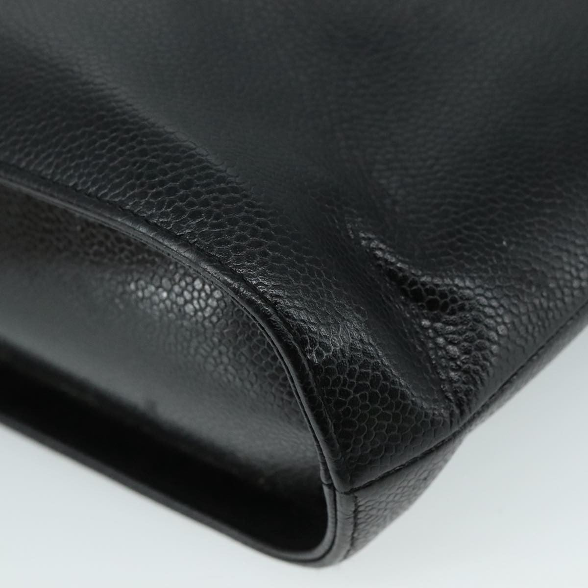 Chanel Vintage Tote Leather Black Leather Tote Bag Bag (Pre-Owned)