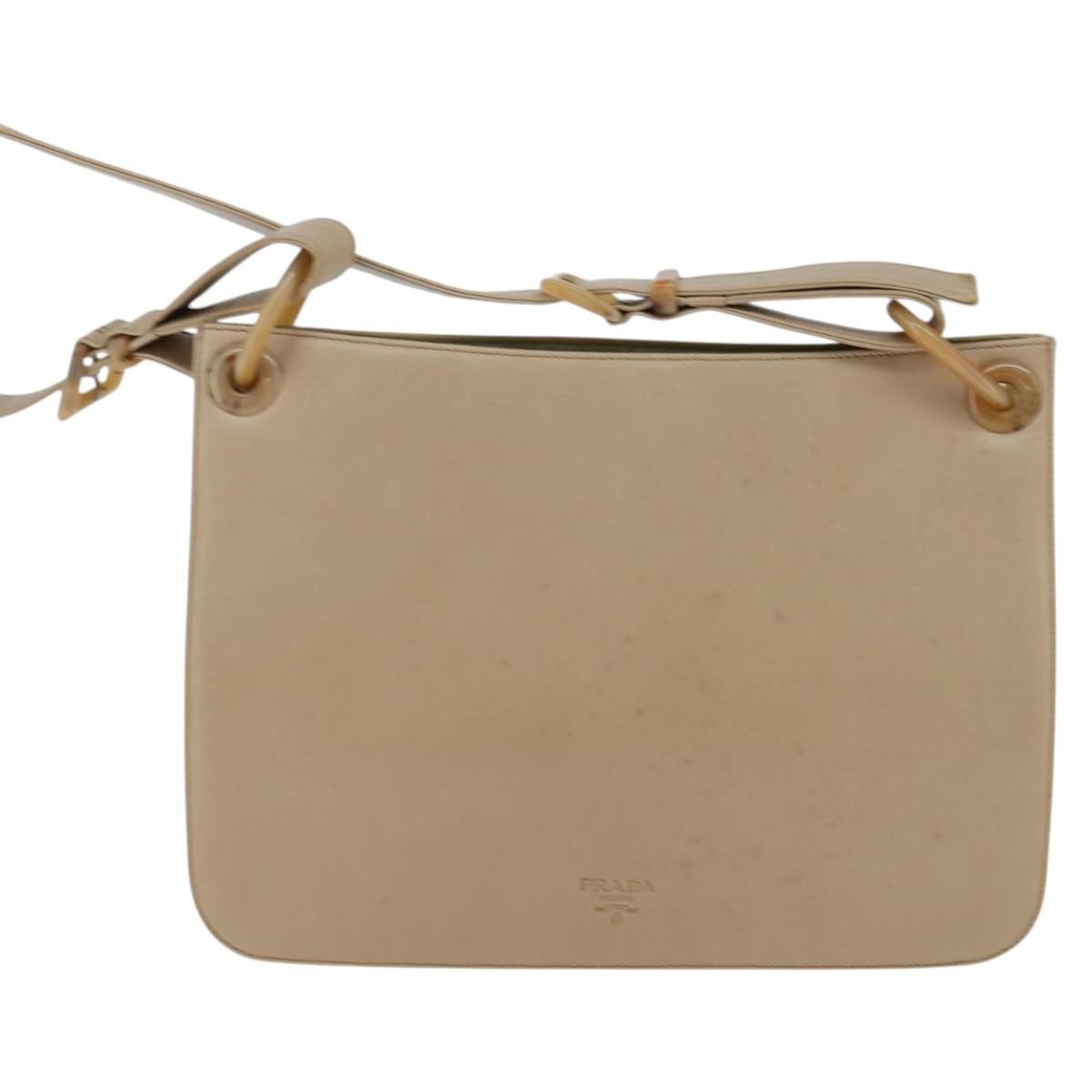 Prada Vintage Leather Beige Leather Shoulder Bag Bag (Pre-Owned)