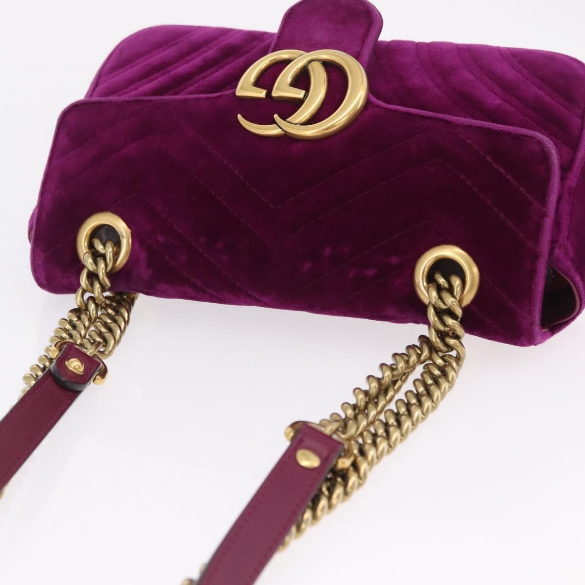 Gucci Gg Marmont Matelassé Velvet Purple Velvet Shoulder Bag Bag (Pre-Owned)