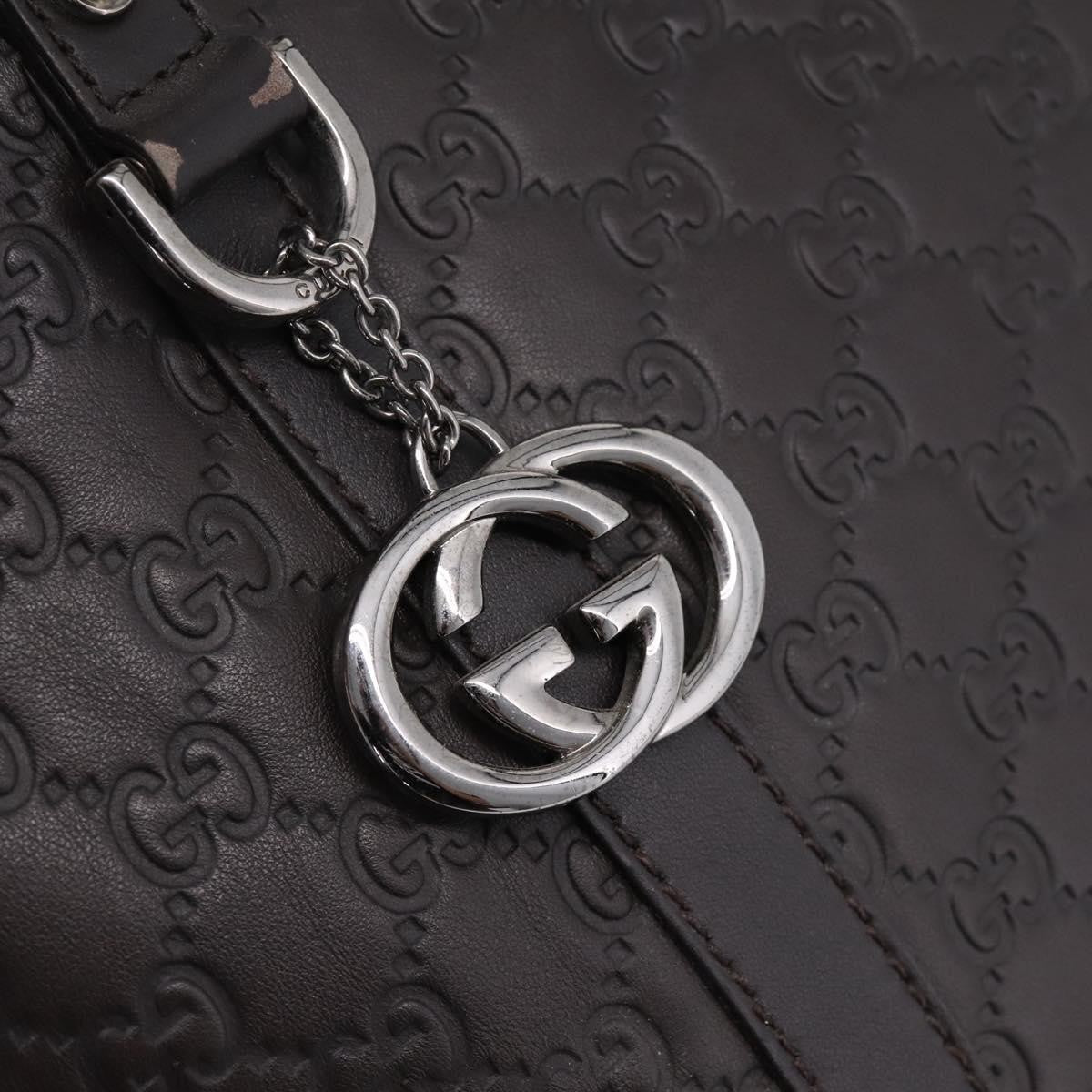 Gucci Gg Charm Convertible Dome Satchel Guccissima Leather Brown Leather Handbag (Pre-Owned)