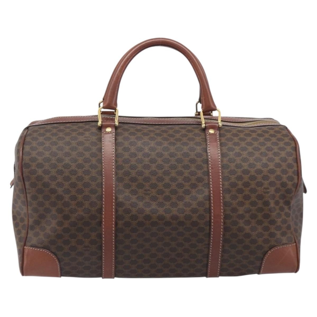 Celine Vintage Duffle Macadam Coated Canvas Brown Canvas Handbag (Pre-Owned)