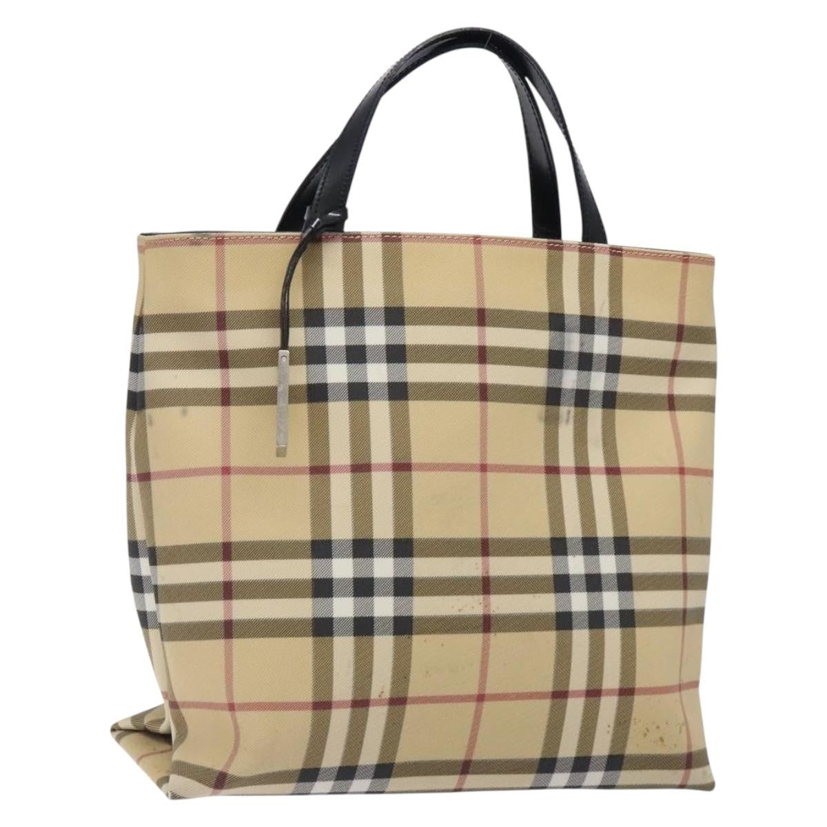 Burberry Nova Check Tote Canvas Check Pattern Beige Canvas Tote Bag Bag (Pre-Owned)