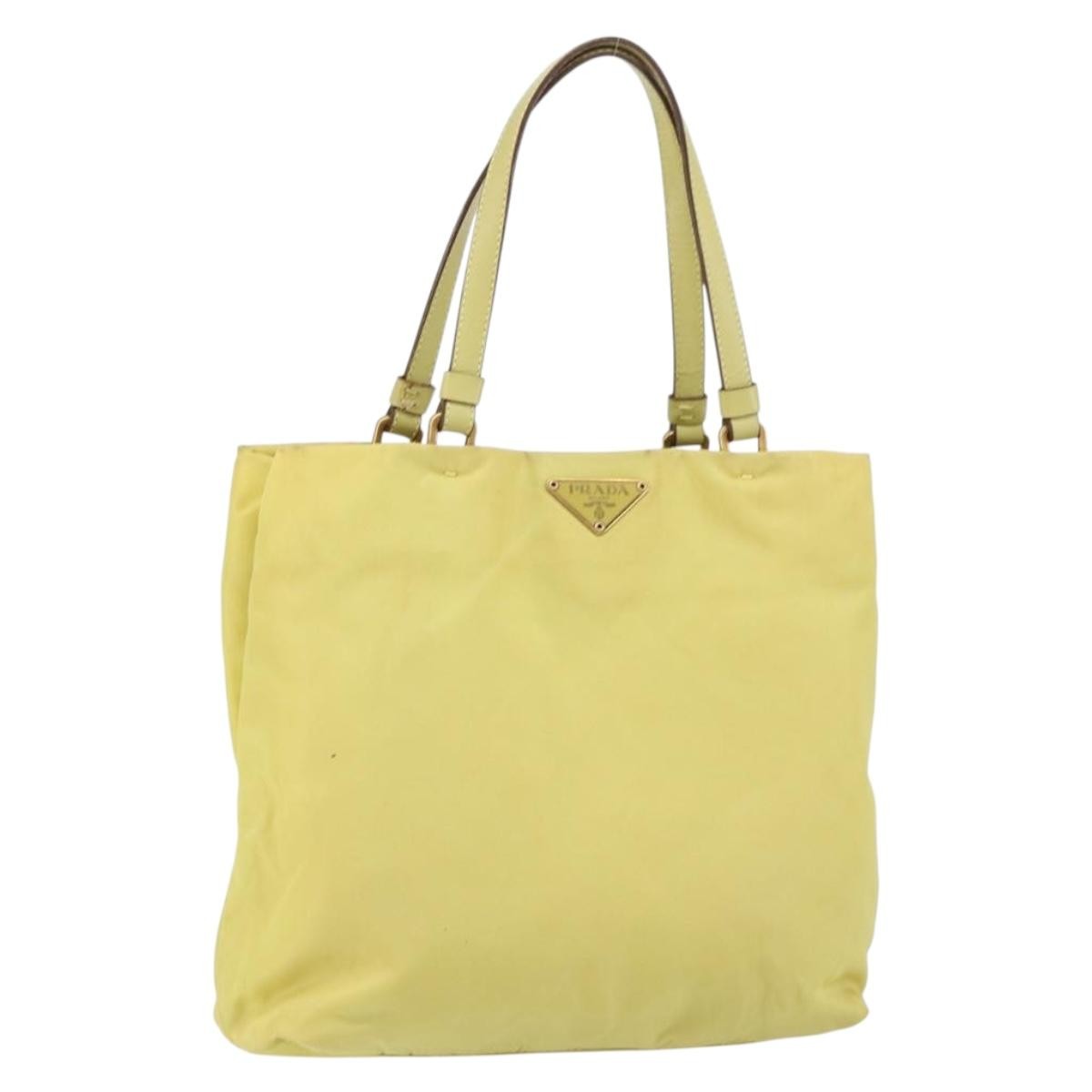 Prada Vintage Tote Nylon Yellow Nylon Tote Bag Bag (Pre-Owned)